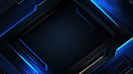 Obraz premium Trendy blue background with futuristic patterns for design, featuring white space in the center for text. Ideal for modern banners and abstract wallpapers.