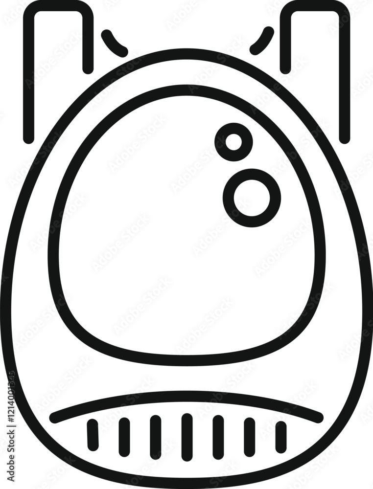 Poster smart speaker assistant device with futuristic design playing music and waiting for voice commands