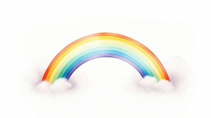 Colorful rainbow arches gracefully between fluffy clouds after a gentle rain. Generative AI