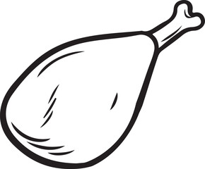 chicken leg doodle icon line art design vector art illustration