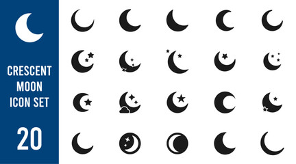 Crescent moon icon Set