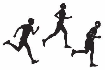 Fototapeta premium silhouettes of runners