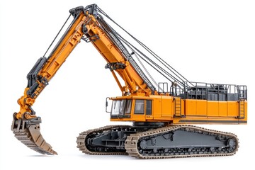 Obraz premium Crawler Crane isolated on white background. Crane icon. Heavy Machinery isolated on white. Construction Crane. Crawler Crane Design Element. Crane Vehicle Isolated for Designers. 