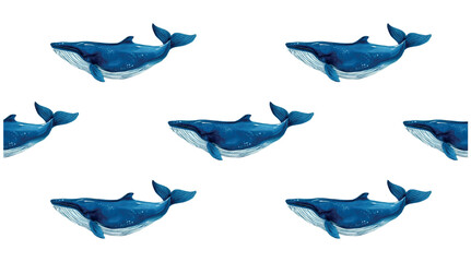 Whale seamless pattern vector illustration