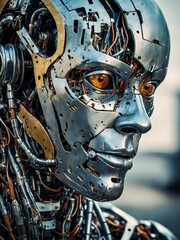 robot cyborg soldier metal face