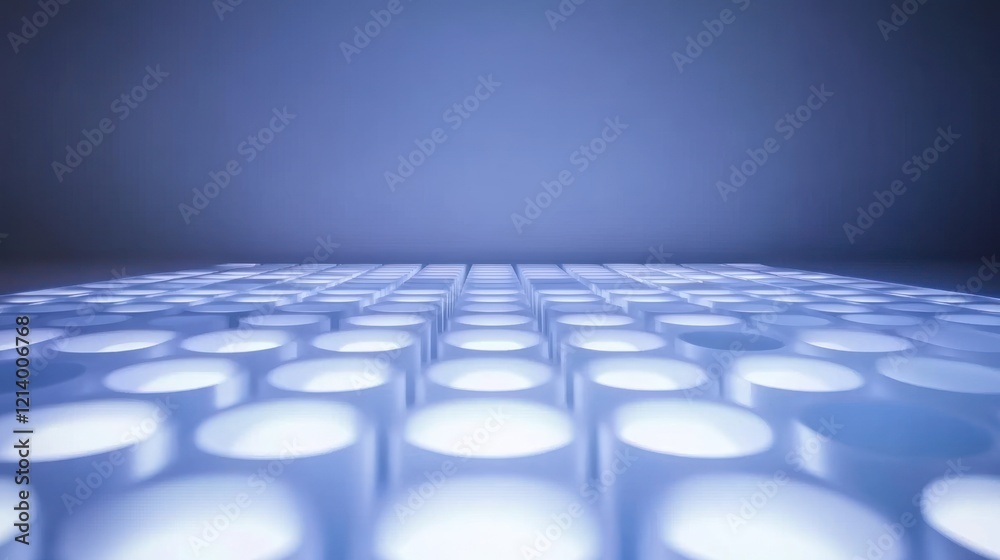 Poster Abstract Blue Illuminated Cylindrical Array Pattern