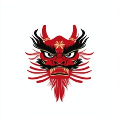 Fierce Red Dragon Head Asian Mythology Graphic Design