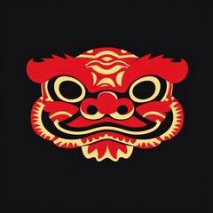 Fototapeta premium Stylized Lion Dance Mask Chinese New Year Symbol