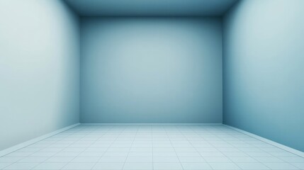 Empty light blue room with tiled floor