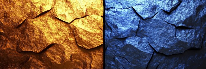 Textures of gold and blue contrasting in a captivating display of colors. Generative AI