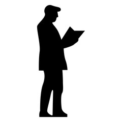 Education Vector Silhouettes - Silhouette of a Businessman Holding and Reading a Document