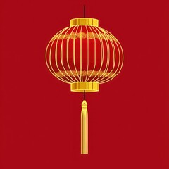 Traditional Red and Gold Chinese Lantern with Tassel