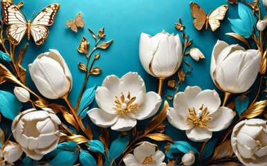 frangipani flowers on blue background