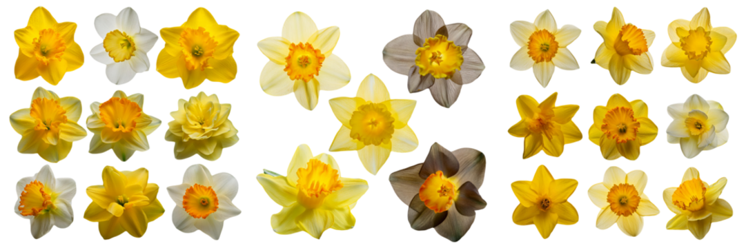 Close-up of Blooming Daffodils on a Black Background