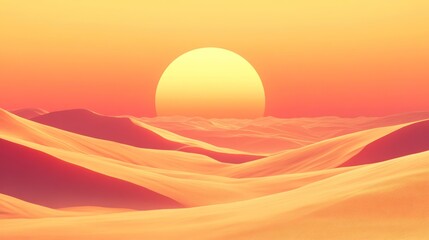 Desert Dunes Sunset Golden Hues Landscape