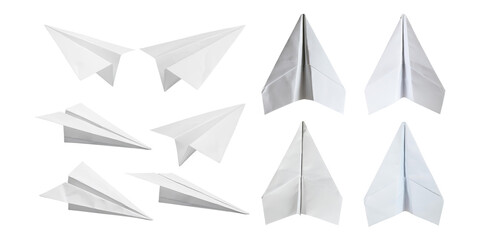Creative Paper Airplane Designs for Fun and Learning, PNG set collection, isolated on transparent background