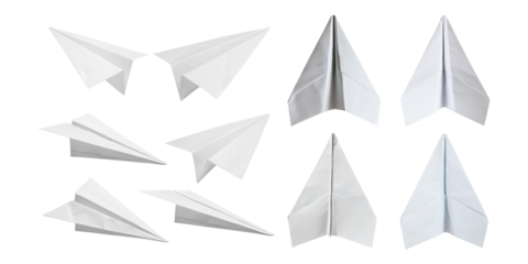 Creative Paper Airplane Designs for Fun and Learning, PNG set collection, isolated on transparent background