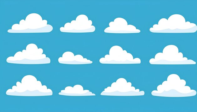 cloud computing concept. pattern with clouds. set of cloud icons. cloud icon set. Cartoon illustration of white clouds set on blue background. stock vector. 