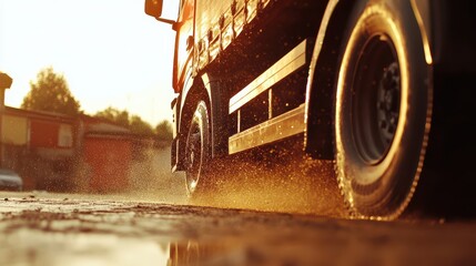 Trucks in Motion with Harsh Daylight Effects