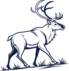Obraz premium Vector silhouette image of a caribou.