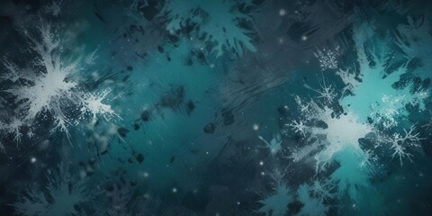 Grunge navy and teal snow background with textured elements, weathered, cold weather, icy patterns