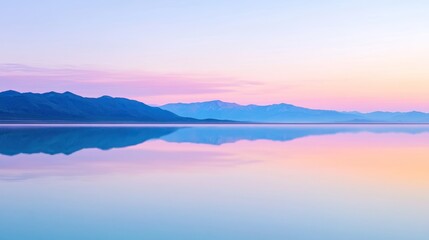Fototapeta premium Serene Mountain Lake Reflecting Pastel Sunrise Sky