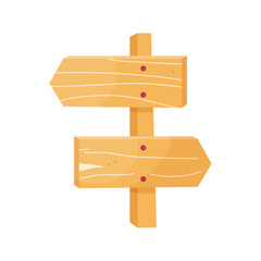 Cartoon wooden signpost on white background