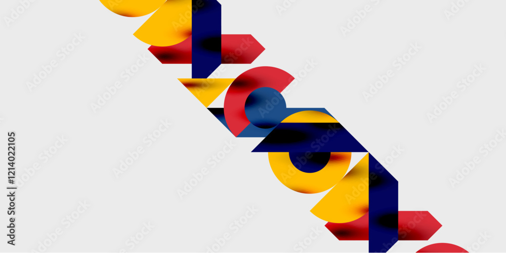 Poster modern abstract background featuring circles, lines, and triangles in a dynamic geometric compositio