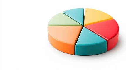 Fototapeta premium 3D Pie chart infographics presentation. Colorful pie chart representing data analysis and business performance insights.