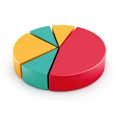 3D Pie chart infographics presentation. Colorful pie chart representing data and statistics visually for business analysis.