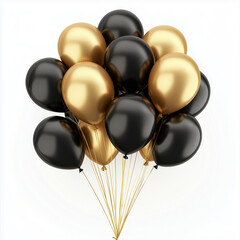 gold and black helium balloons arranged together in a vibrant and festive cluster ideal for celebration events party decor and elegant special occasion themes