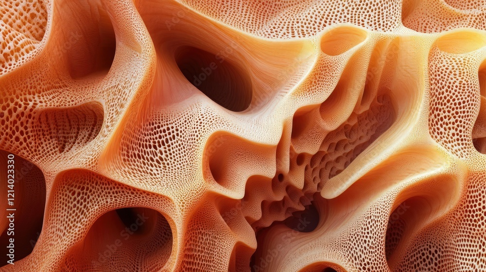 Poster abstract orange cellular structure with interconnected cavities