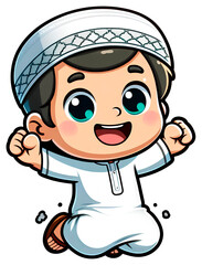 Happy Muslim Kids Cartoon