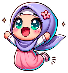 Happy Muslim Kids Cartoon