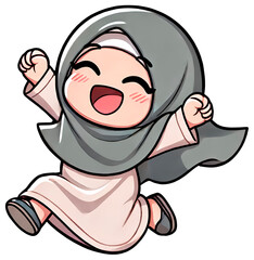 Happy Muslim Kids Cartoon