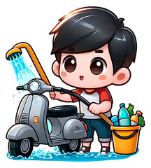 cute motor cycle wash sport bike cartoon