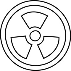 Cute doodle nuclear radiation sign with hand drawn outline. Radioactive hazard, warning symbol, toxic and danger label. Caution sign of nuclear radiation isolated on white background.