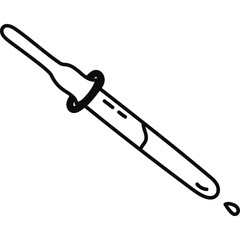 Cute doodle pipette for medical analysis, chemistry experiment, cosmetic procedures. Laboratory dropper for health and beauty care. Hand drawn outline lab equipment isolated on white background