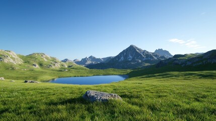 Serene Mountain Lake Landscape