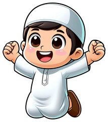 Happy Muslim Kids Cartoon