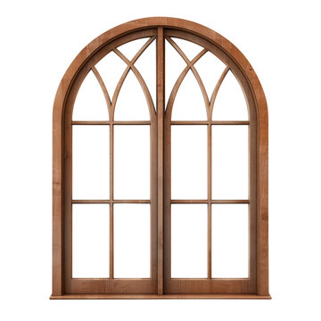 Wooden window frame isolated on transparent background Remove, pen tool, Clipping Path.