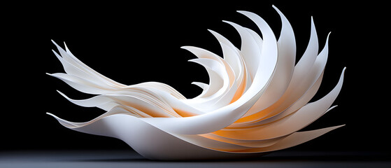 Obraz premium Dynamic paper sculpture display art gallery artwork contemporary indoor form and light