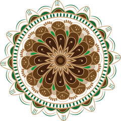 Abstract flower mandala ethnicity round roman ornament . Traditional floral design white background