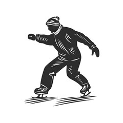 Naklejka premium Skater silhouette, winter, sketch style, illustration. Possible use design element