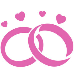 Minimalist Pink Wedding Rings with Heart