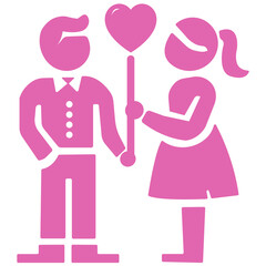 Pink Couple Holding Heart Balloon Icon