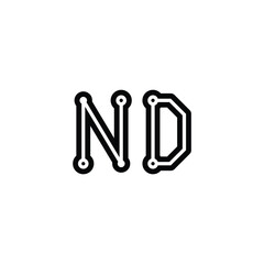 ND monogram logo design letter text name symbol monochrome logotype alphabet character simple logo