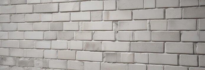 Close-up of white ceramic brick tiles on a brick wall with gray mortar, wall, building, close-up