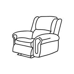  Recliner Hand drawn line art flat vector illustration on white background