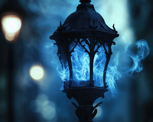 A gothic-style lantern with sharp ornate edges, blending intricate design with a dark and mysterious allure.